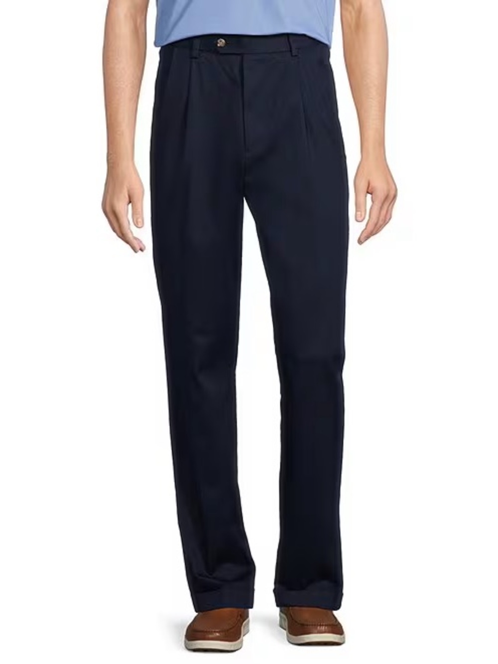 Roundtree & Yorke Pleated Dress Pant 38x30 Navy TravelSMART Classic Comfort Fit